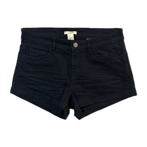 H&M Women Shorts Sz 6 Mid Rise Black Summer Cuffed Belted Pockets